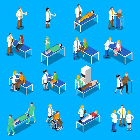 Doctor Patient Communication Isometric Icons Set  vector