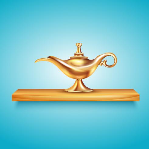 Aladdin lamp en pedestal de composicion vector