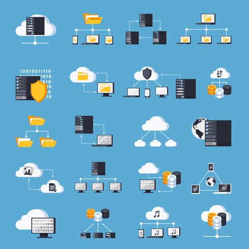 Hosting Services Icons Set vector