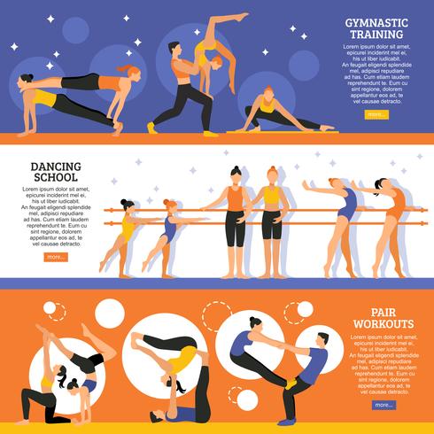 Dance And Gymnastic Training Banners Set vector