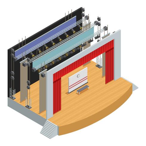 Isometric Theater Stage Poster vector