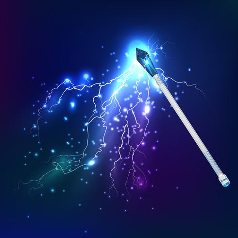 Magic Wand With Electric Discharge Effect vector