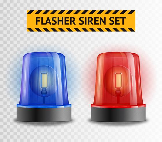 Flasher Siren Transparent Set vector