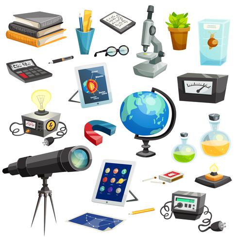 Science Elements Cartoon Set vector