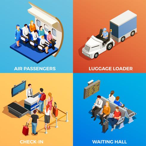 Isometric People At Airport vector