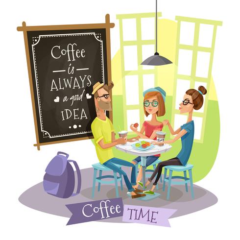 Coffee Time Design Concept con Hipsters vector
