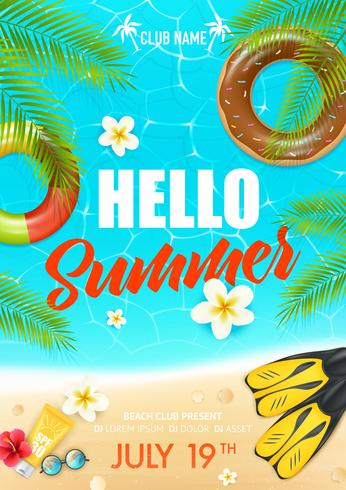 Cartel del club de vacaciones de playa de verano vector