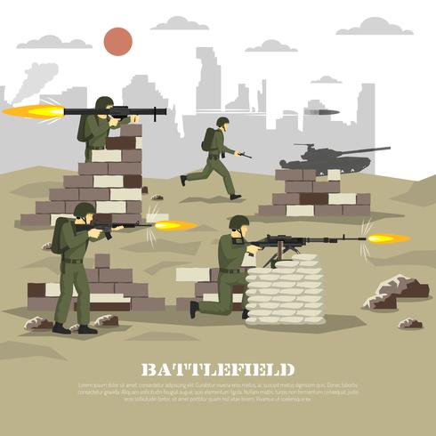 Cartel de la experiencia cinematográfica militar del campo de batalla vector