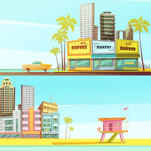 Banners horizontales de Miami Beach vector