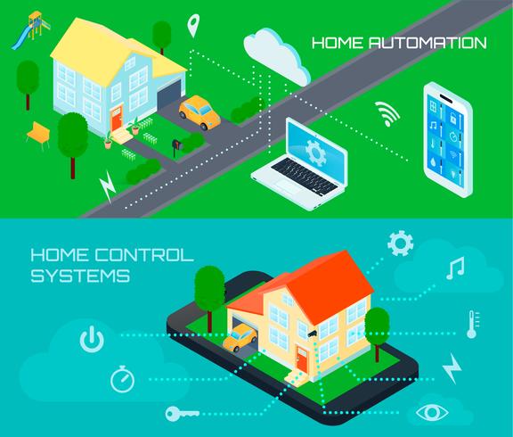 Smart Home Isometric Banners Set vector