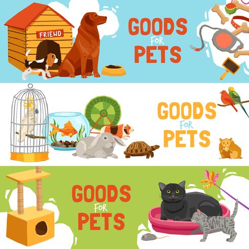 Goods For Pets Horizontal Banners vector