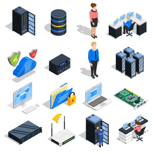 Datacenter Elements Icon Set vector