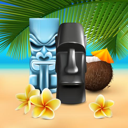 Kahuna Hawaiian Beach Composition vector