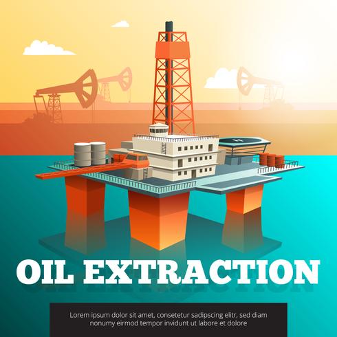 Perforación petrolera Plataforma Offshore Poster isométrica vector