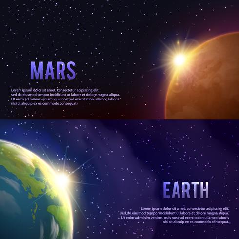 Solar System Banners Set  vector