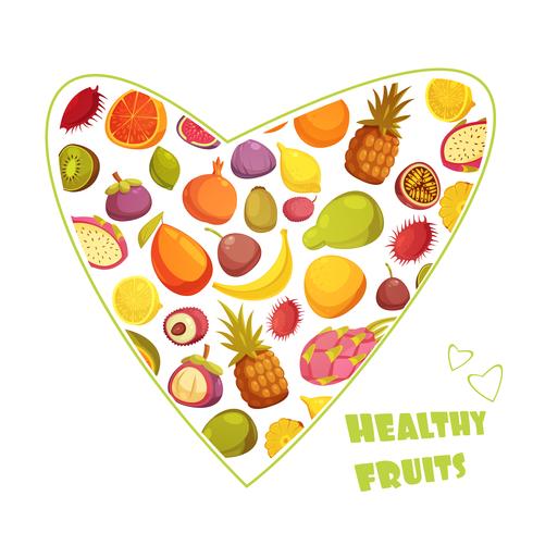 Fruits Heart Shape Retro Style Advertisement  vector