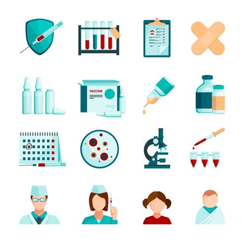 Vaccination Flat Icons Set vector