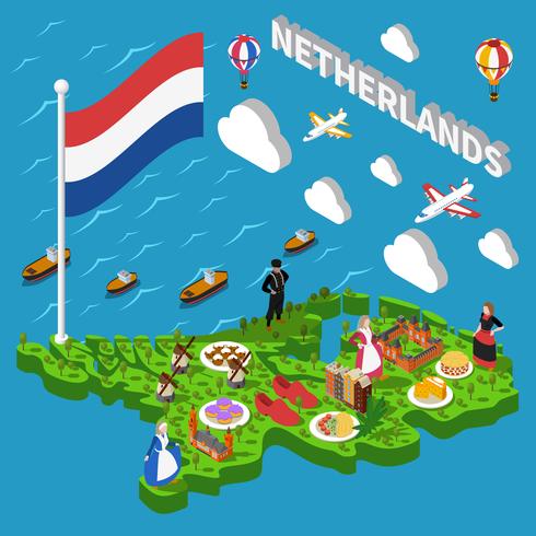 Mapa Turístico de Holanda vector