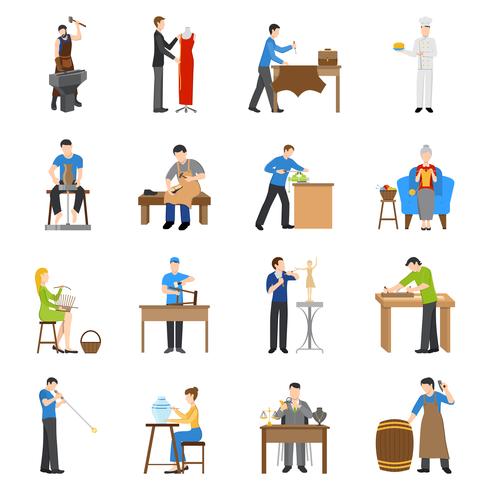 Craftsmen Icons Flat vector