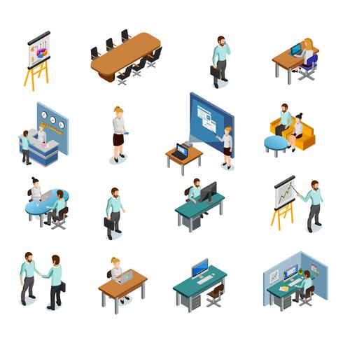 Isometric Business Icons Set vector