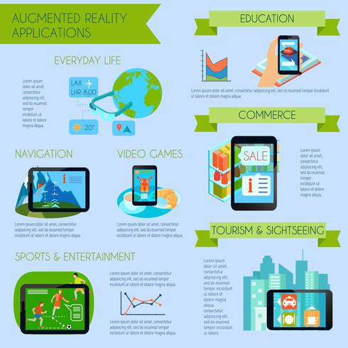 Conjunto de infografía de realidad aumentada vector