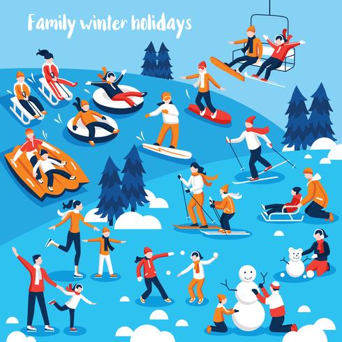 People Engaged In Winter Sports vector