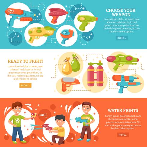 Water Fights Banners Set  vector