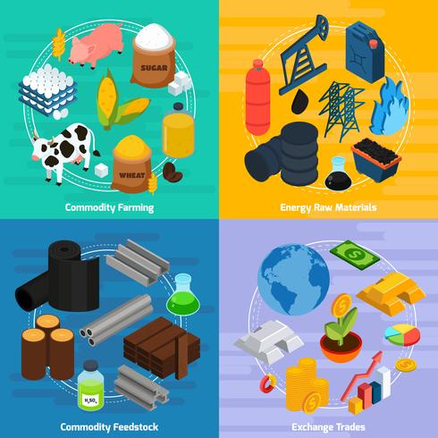 Commodity Concept Icons Set vector