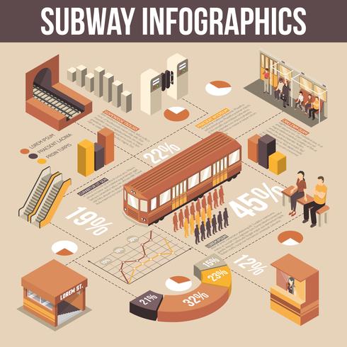 Subway Isometric Infographics vector