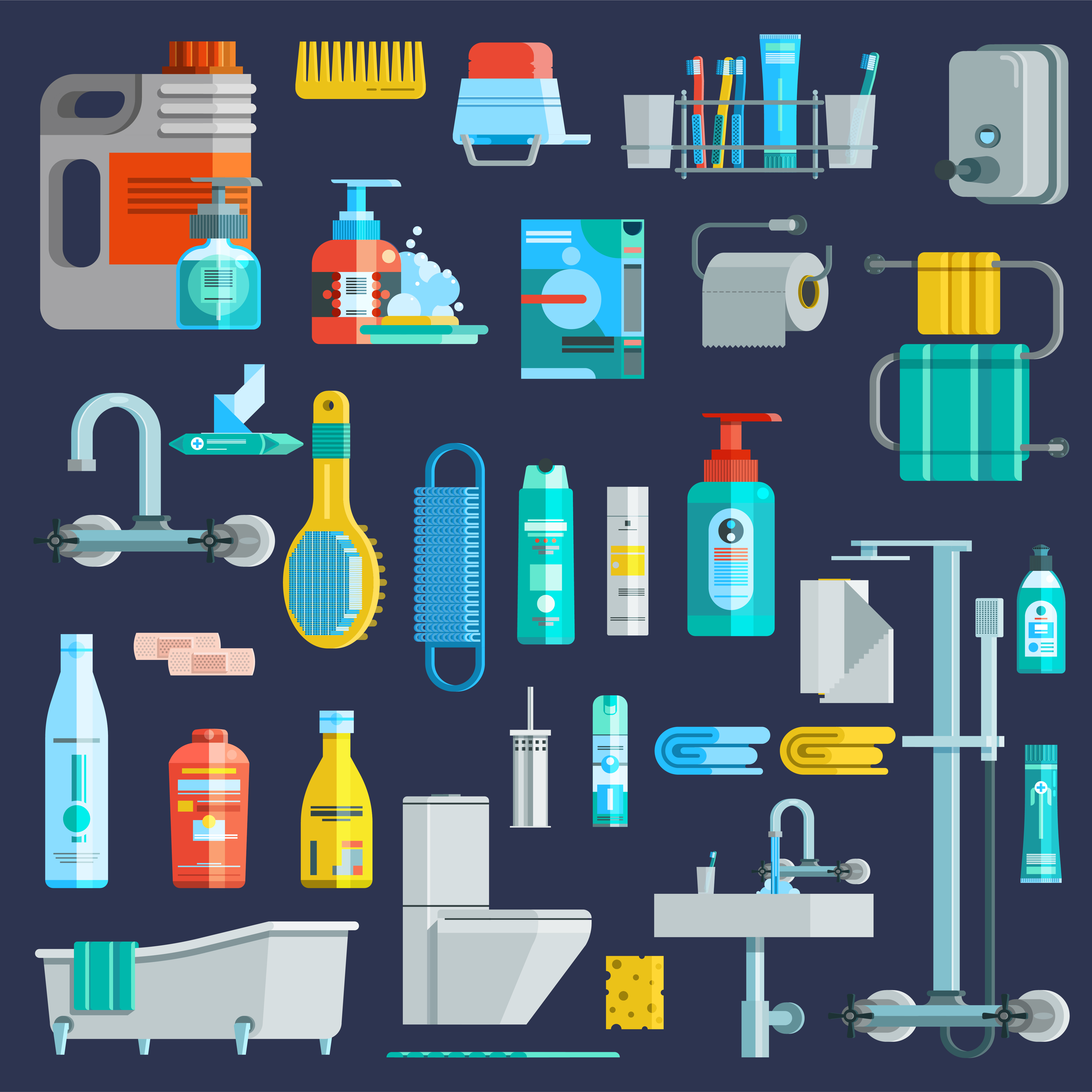 Flat Colored Hygiene Icons Set 476586 - Download Free Vectors, Clipart