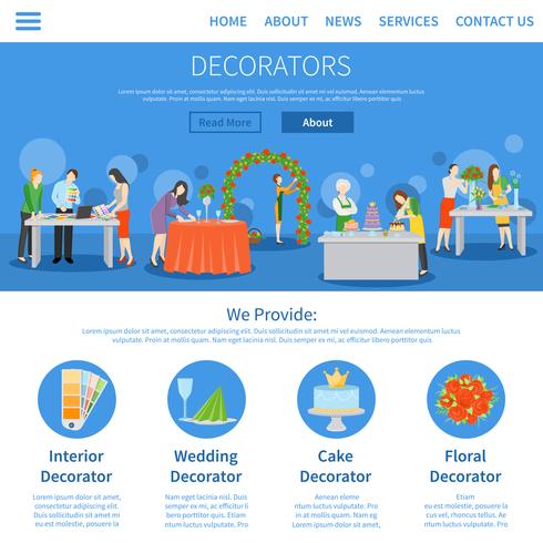 Decoradores profesionales One Page Flat Design vector