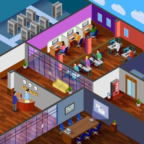 Development Office Isometric Design Concept vector