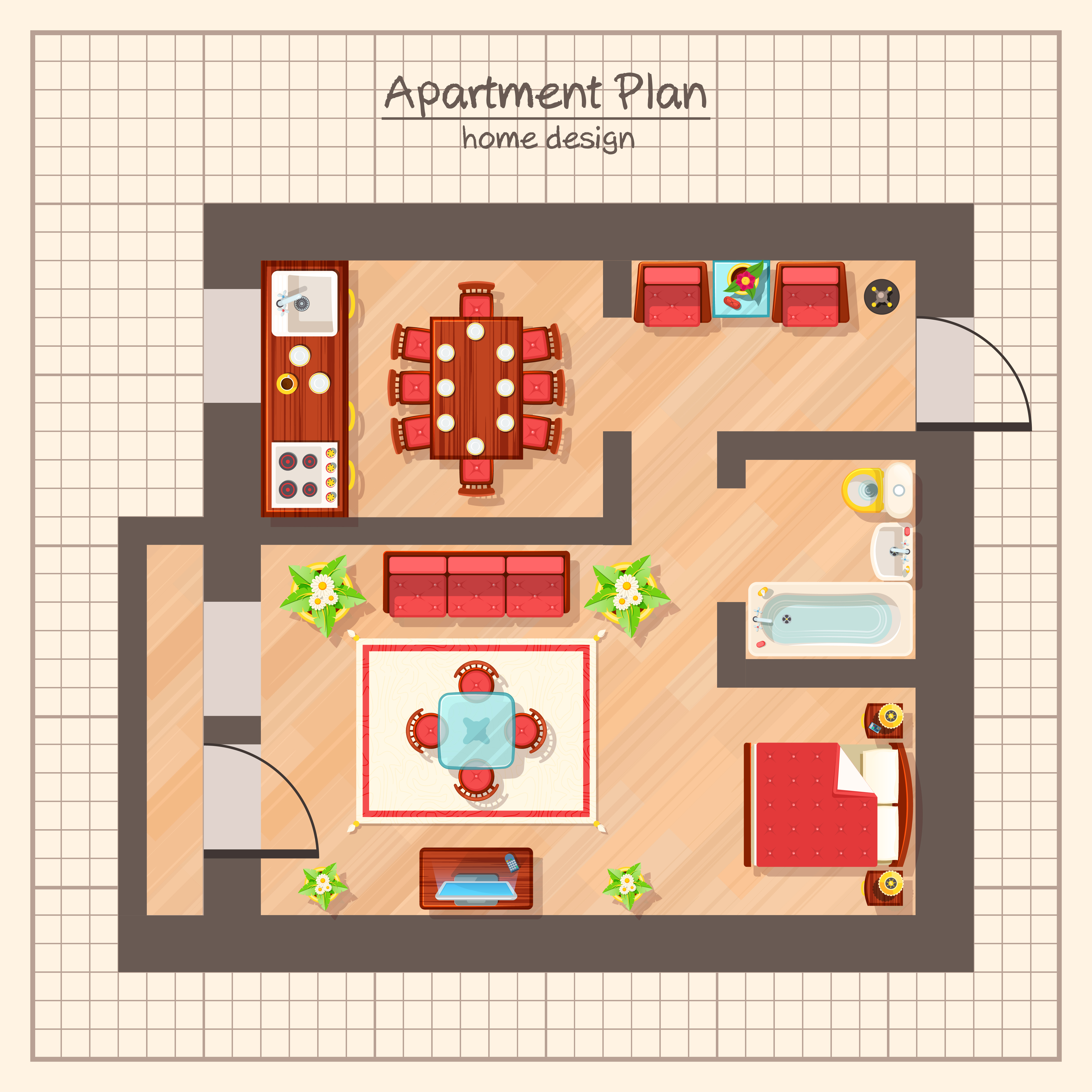 Apartment Plan Illustration 476622 Vector Art at Vecteezy