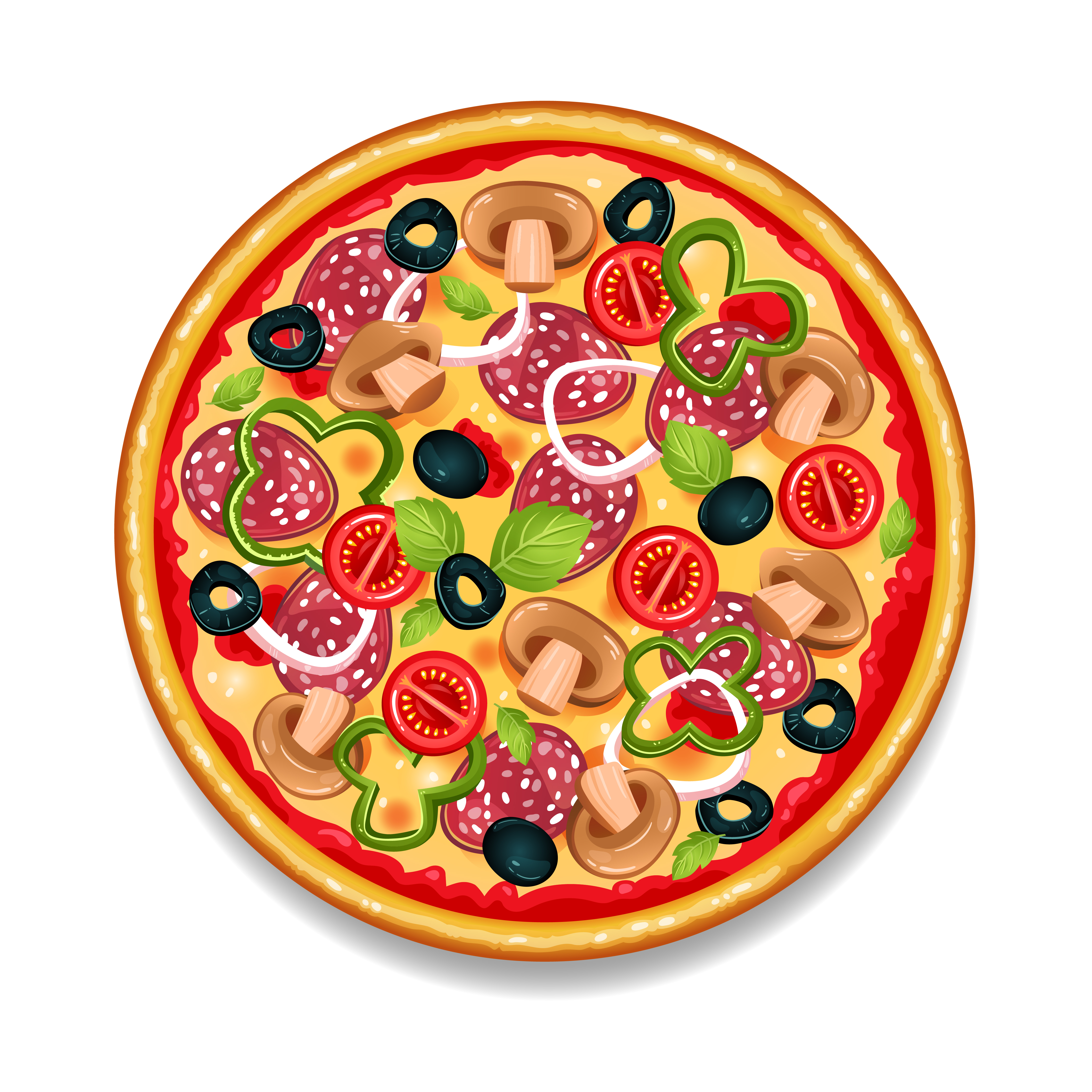 Colorful Round Tasty Pizza 476647 Vector Art at Vecteezy