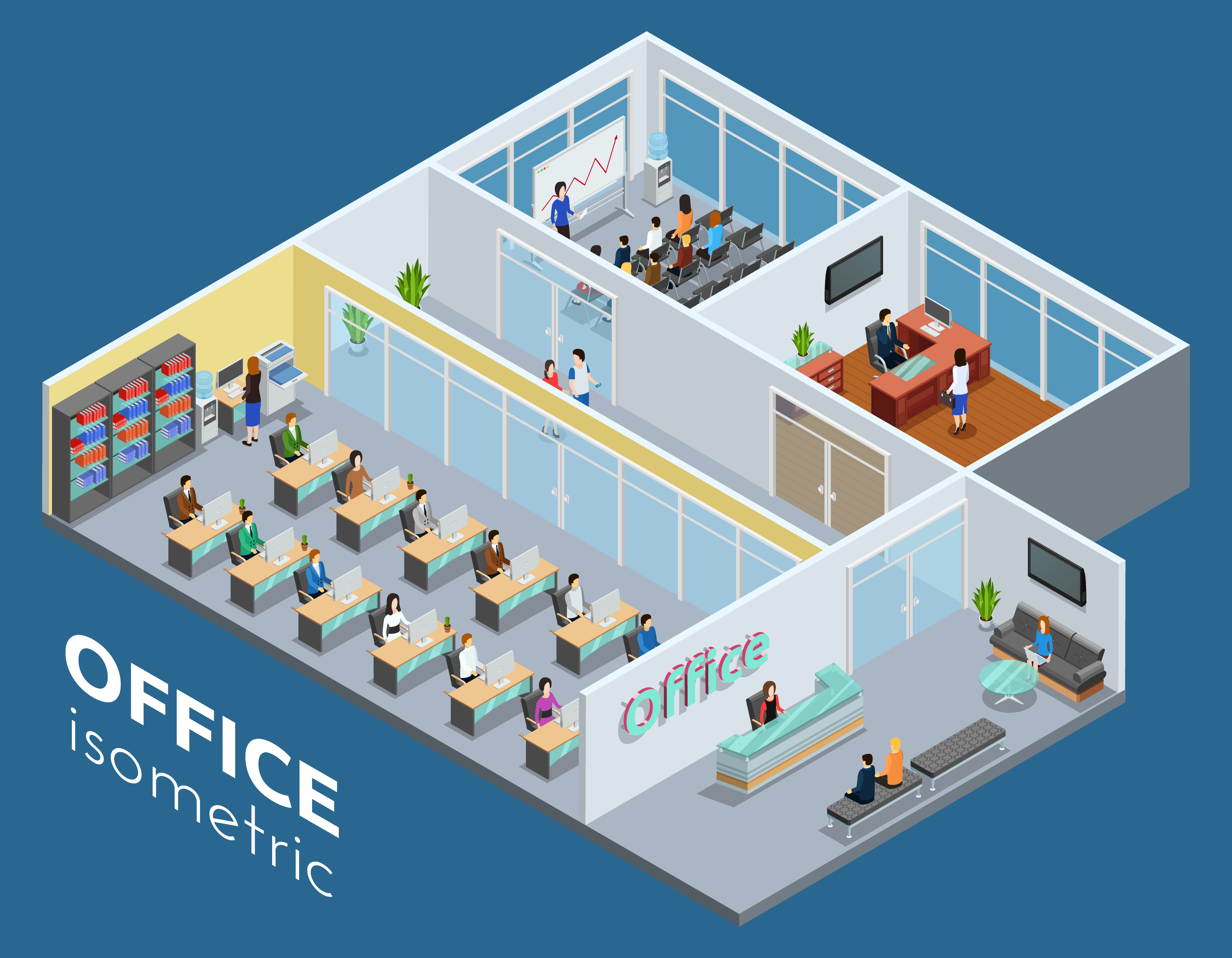 Office Interior Isometric Elements 481532 Vector Art At