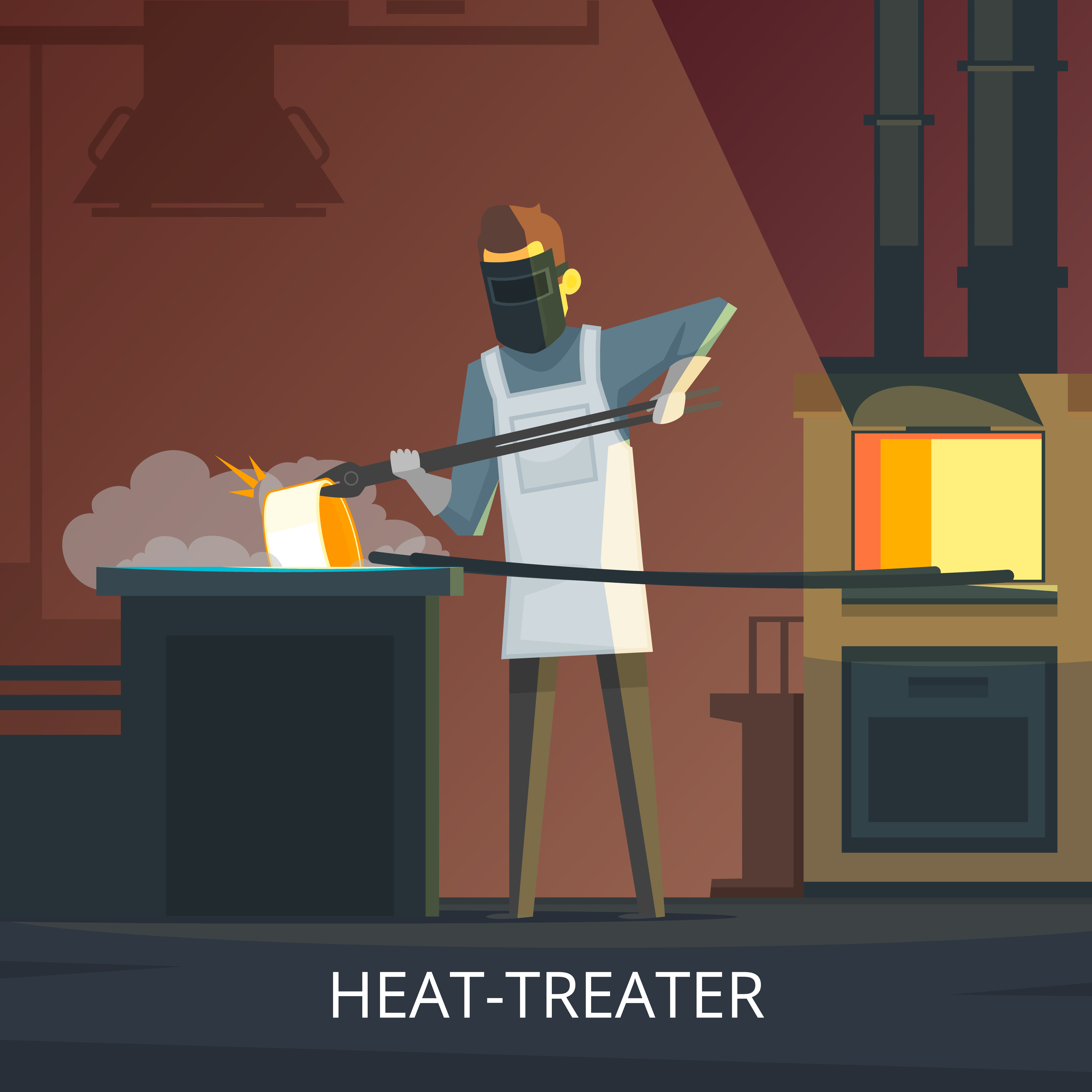Blacksmith At Work Retro Cartoon Poster 476662 Vector Art at Vecteezy