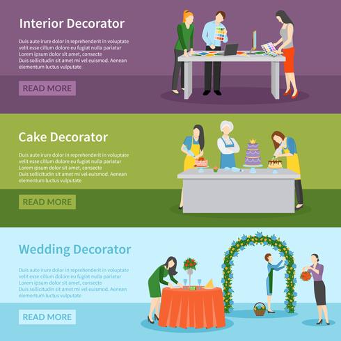 Interior Design Wedding Decoration Banners Set   vector