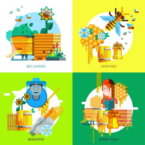 Colorful Beekeeping Concept vector