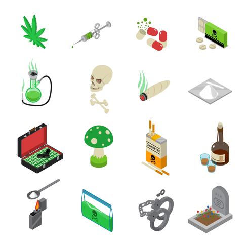 Conjunto de iconos de drogas vector