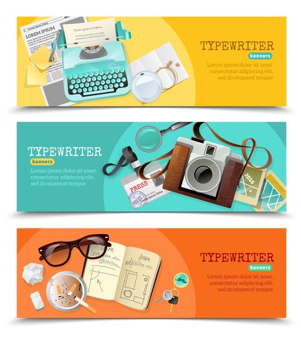 Journalist Vintage Typewriter Banners vector