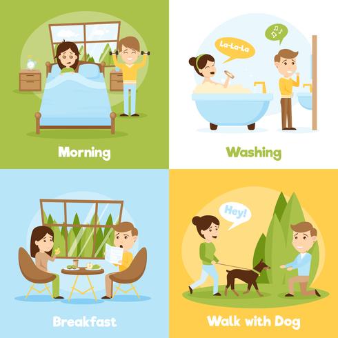 Daily People 2x2 Compositions vector