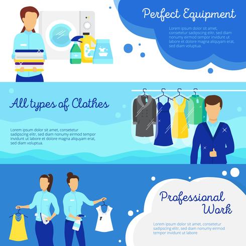 Laundry Banners Set  vector