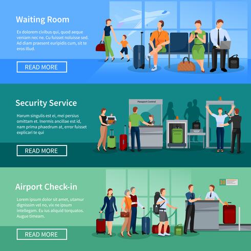 Airport People Flat Banners vector