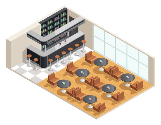 Cafe Interior Isometric Illustration vector