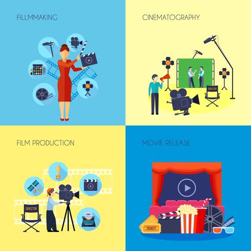 Filmmaking Concept 4 Icons Square  vector