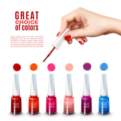 Best Nail Polish Colors Realistic Poster vector