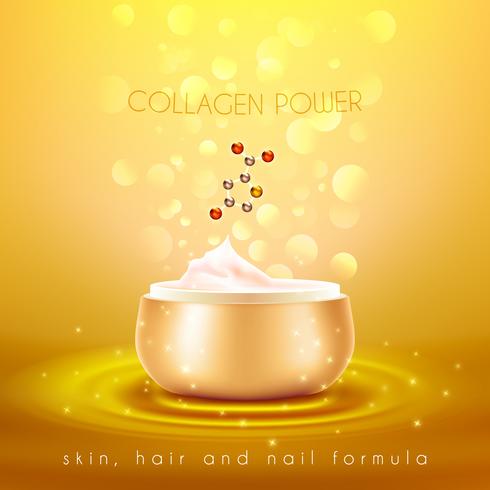 Collagen Skin Cream Golden Background Poster vector