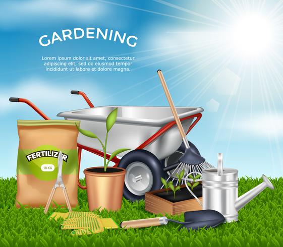 Gardening Tools Design Concept Set vector