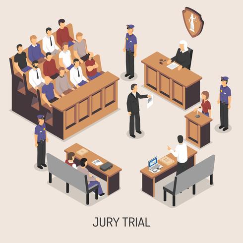 Jury Trial Isometric Composition vector