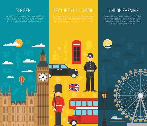 London Sightseeing 3 Vertical Banners Set vector
